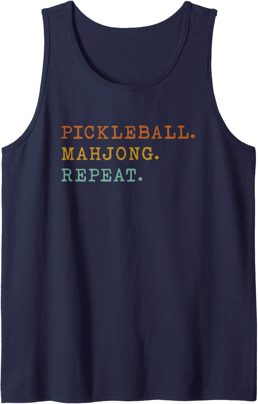 Pickleball Mahjong Repeat Funny Sports Slogan Active Hobby Sleeveless Tank Top - Navy Blue