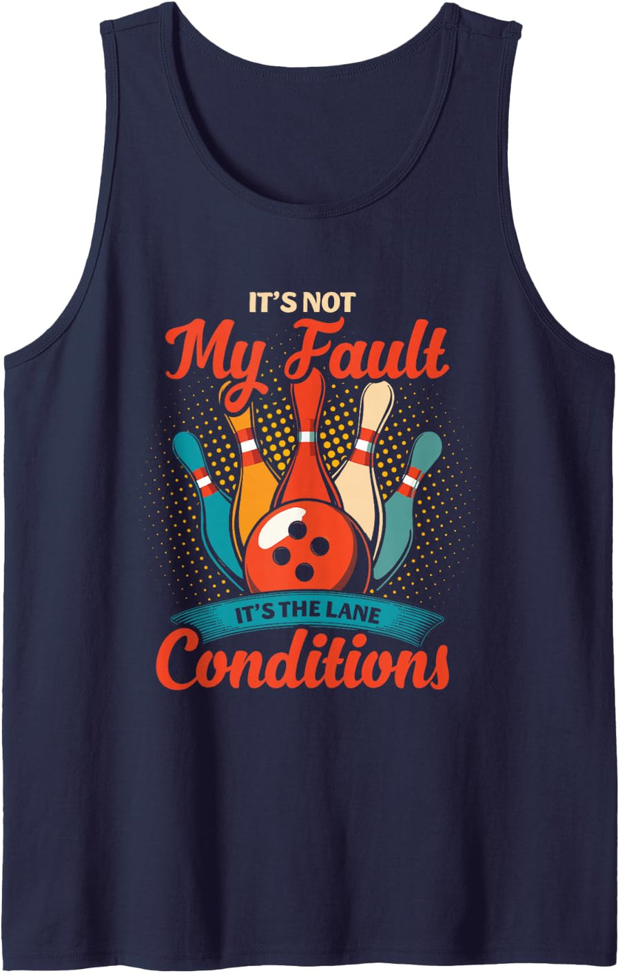 Funny Bowling for Bowler Team Men Women Bowling Lane Spare Sleeveless Tank Top - Navy Blue