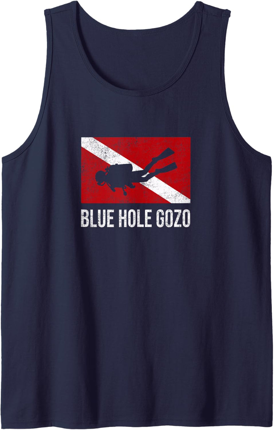 Blue Hole Gozo Scuba Diving Diver Down Dive Flag Gift Tank Top - Navy Blue