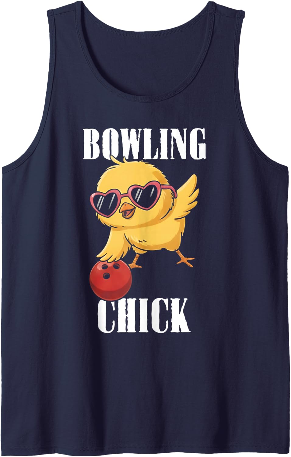 Funny Bowler Women Cute Bowling Chick Humor Sleeveless Tank Top - Navy Blue