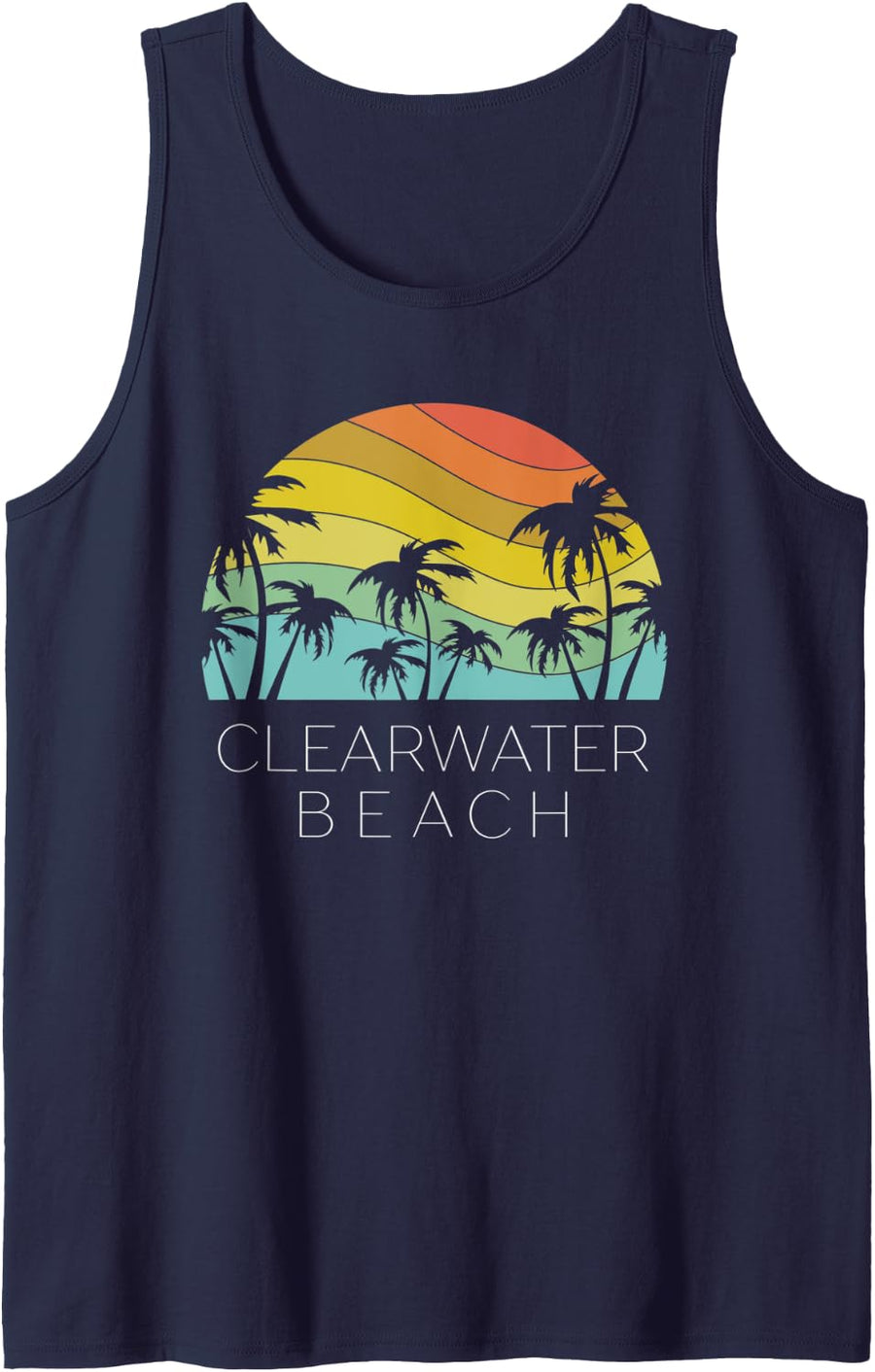 Clearwater Beach Florida Retro Vacation Souvenir Summer Keys Tank Top - Navy Blue