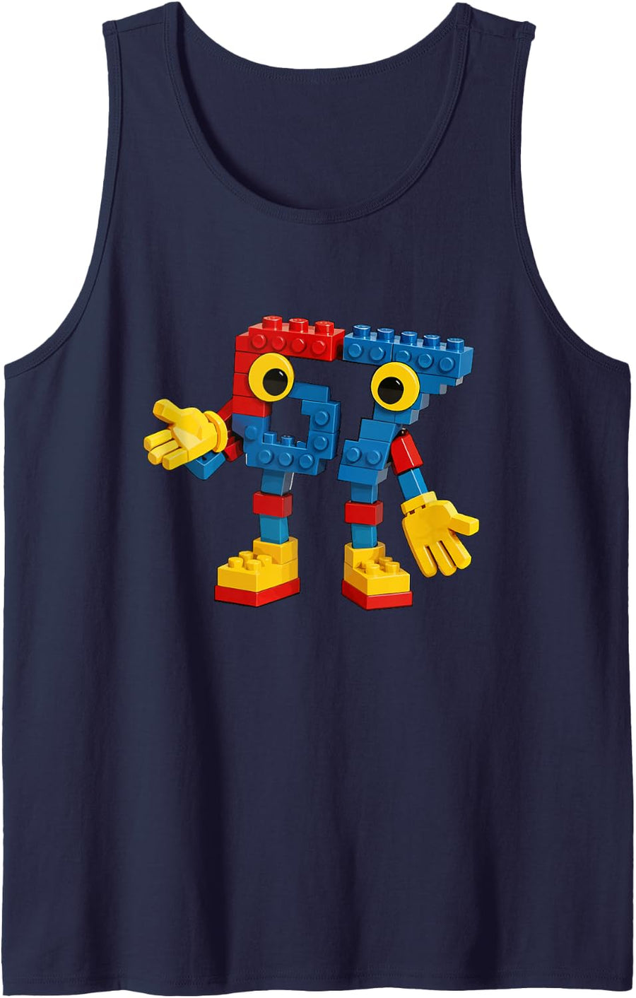 Number 67 Meme Six Seven 6 7 Building Blocks Gen Alpha Slang Sleeveless Tank Top - Navy Blue