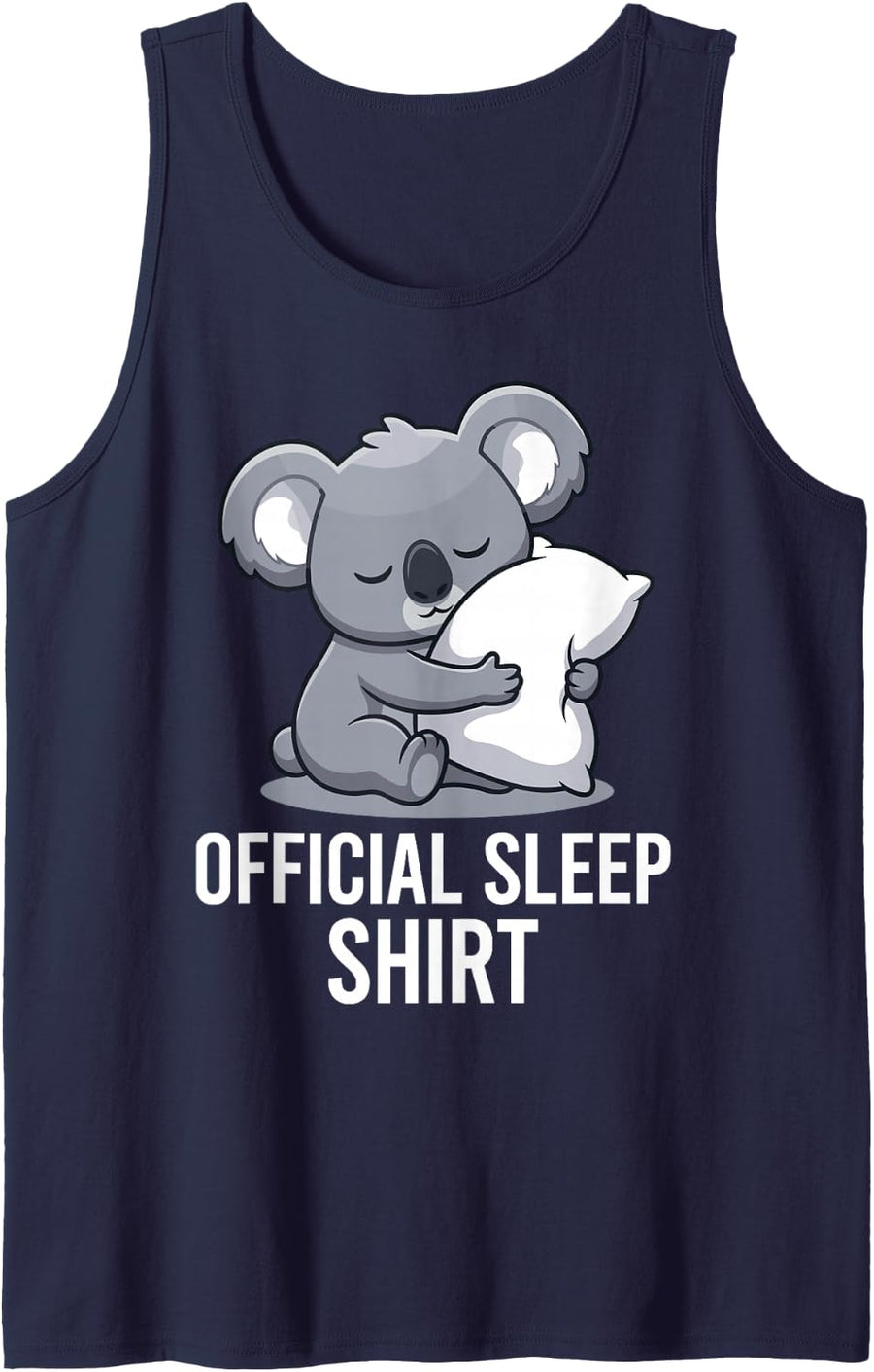Sleepy Koala Official Sleep Shirt Funny Sleeping Animal Sleeveless Tank Top - Navy Blue