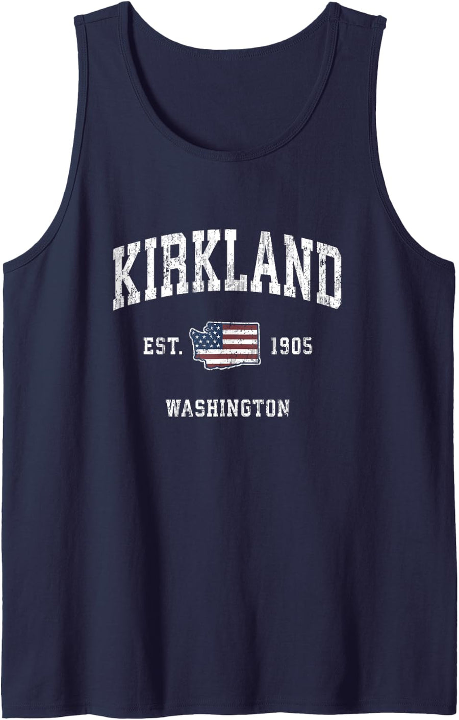 Kirkland Washington WA Vintage American Flag Sports Design Sleeveless Tank Top - Navy Blue