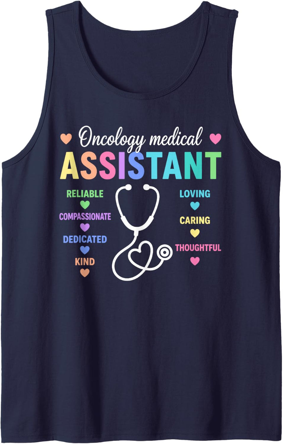 Oncology Medical Assistant Design for Men Women Med Staff Sleeveless Tank Top - Navy Blue
