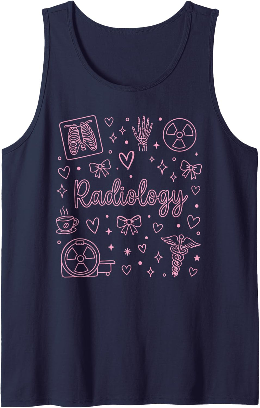 Radiology Women Bow X-Ray Tech Sleeveless Tank Top - Navy Blue
