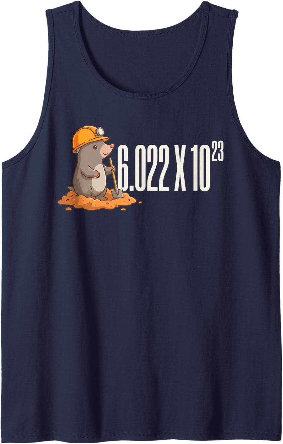 Mole Day T-Shirt Avogadro's Number Funny Chemistry Mole Sleeveless Tank Top - Navy Blue