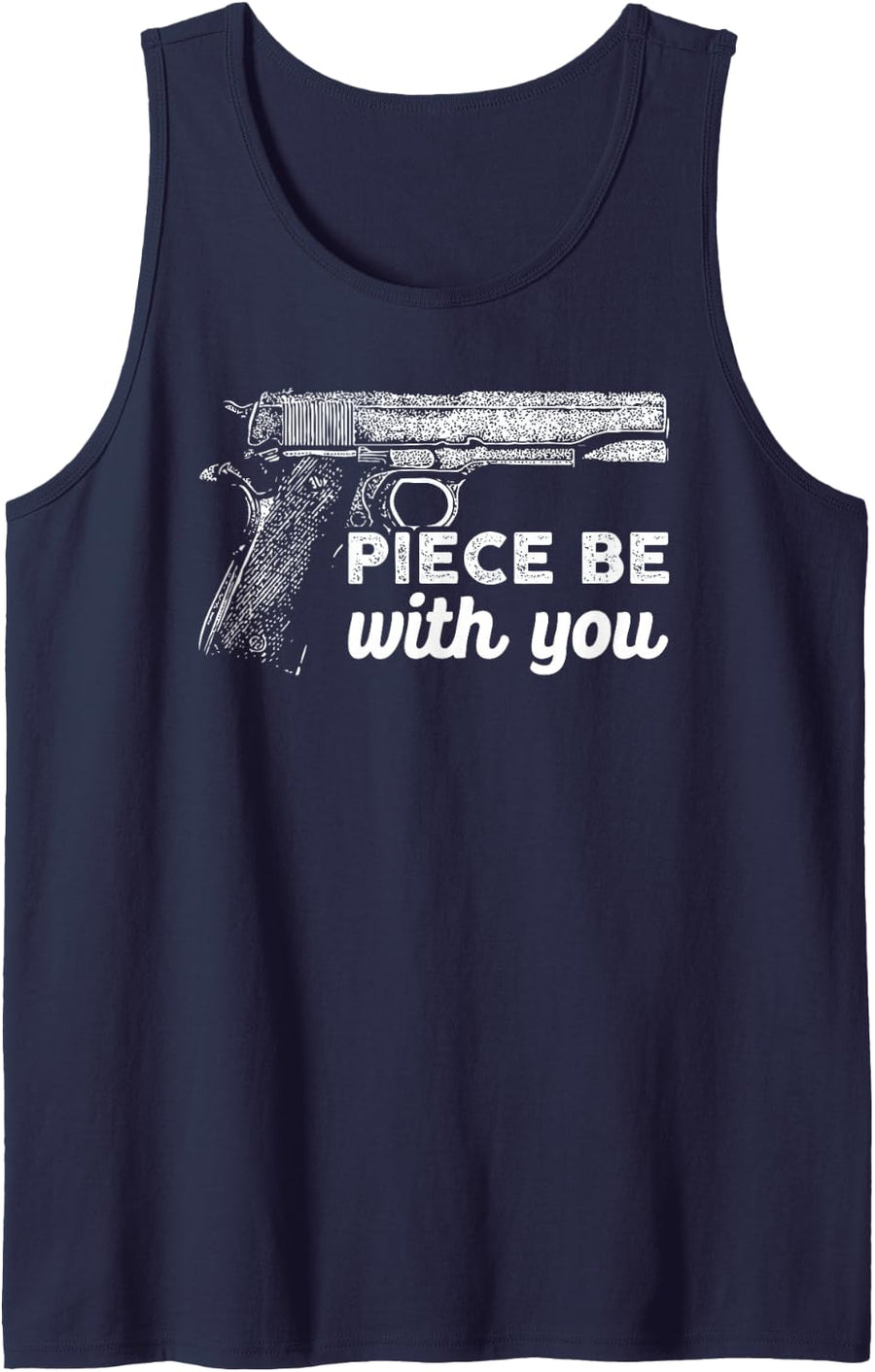 Piece Be with You 2nd Amendment Gun Lover Cool Man Sleeveless Tank Top - Navy Blue