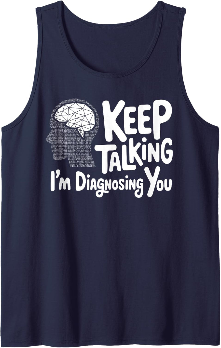 Psychiatrist Art for Men Women Mental Health Psychiatrist Sleeveless Tank Top - Navy Blue
