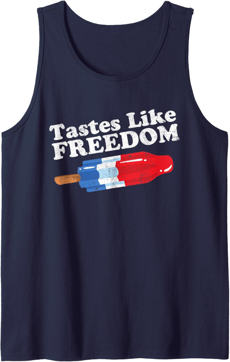 Tastes Like Freedom Funny Popsicle 4th of July Retro Gift Tank Top - Navy Blue