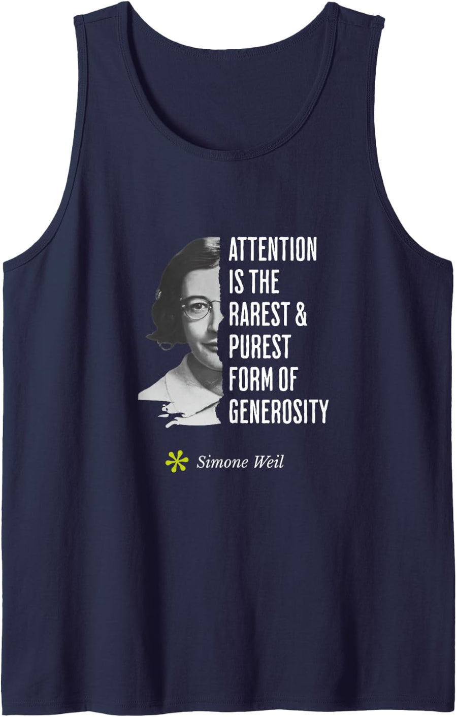 Simone Weil Quote Inspirational Wisdom Birthday February 3. Tank Top - Navy Blue