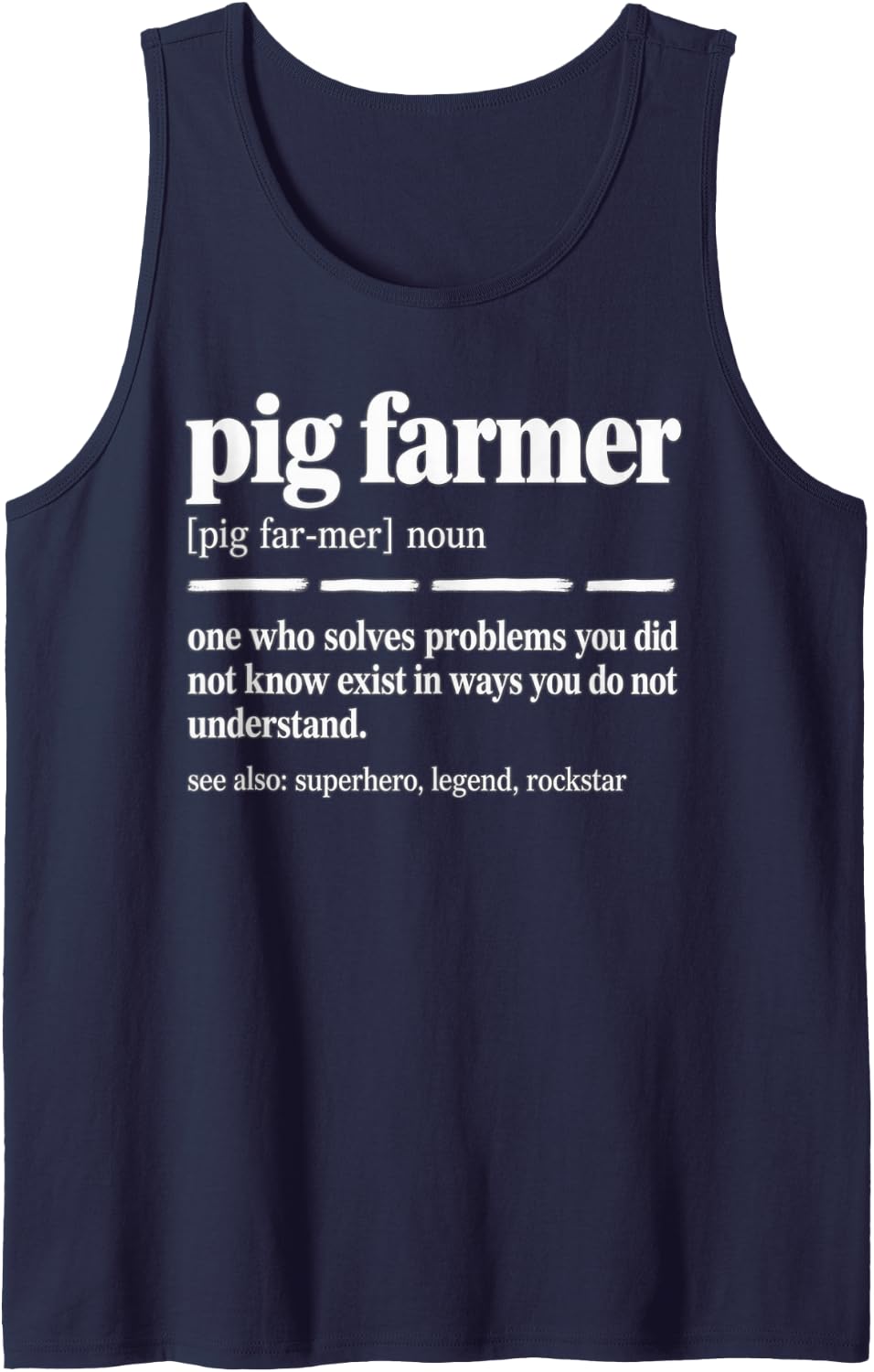 Pig Farmer Definition Superhero Sleeveless Tank Top - Navy Blue