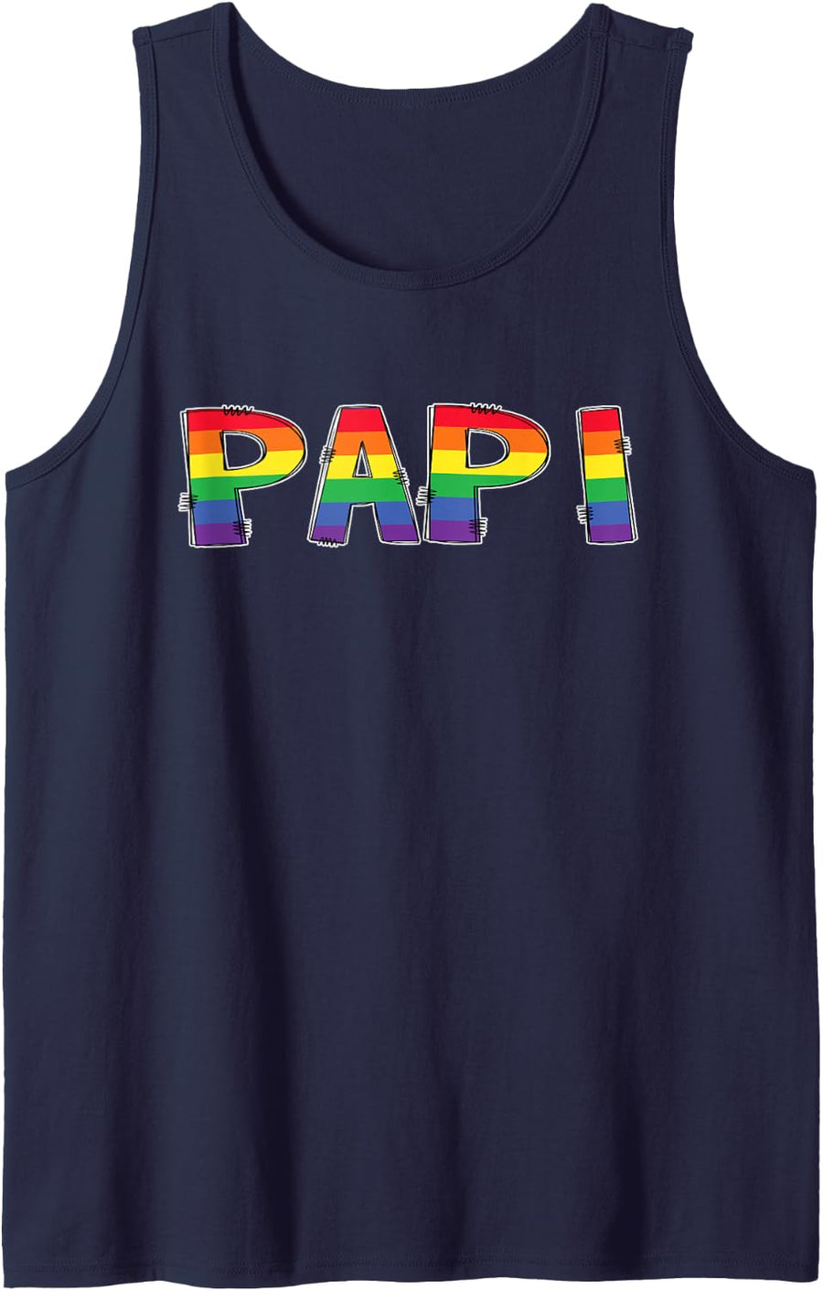 LGBT Pride Rainbow Daddy Papi Matching Family Tank Top - Navy Blue