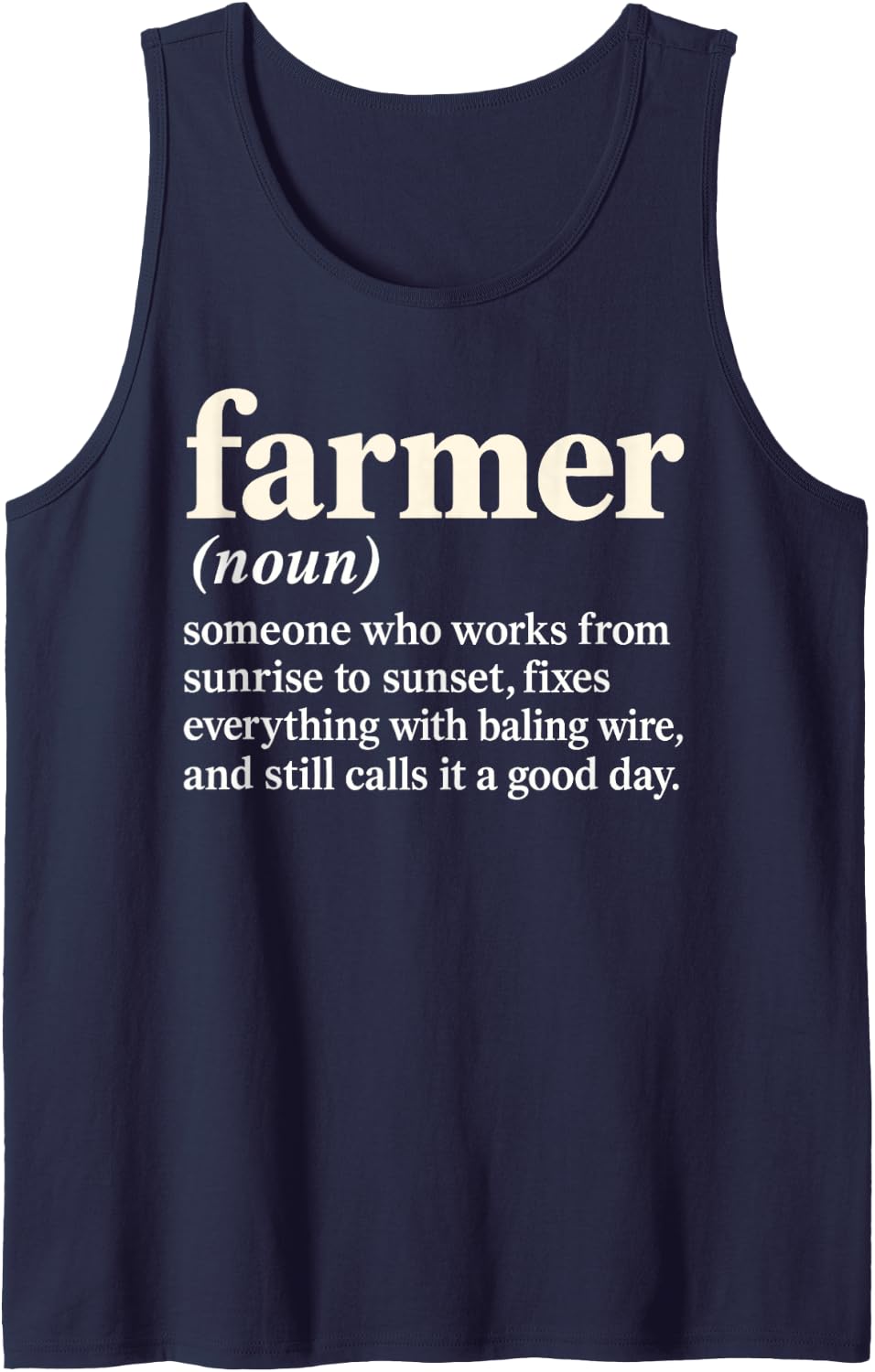 Funny Farmer Definition Ranch Life Humor Sleeveless Tank Top - Navy Blue