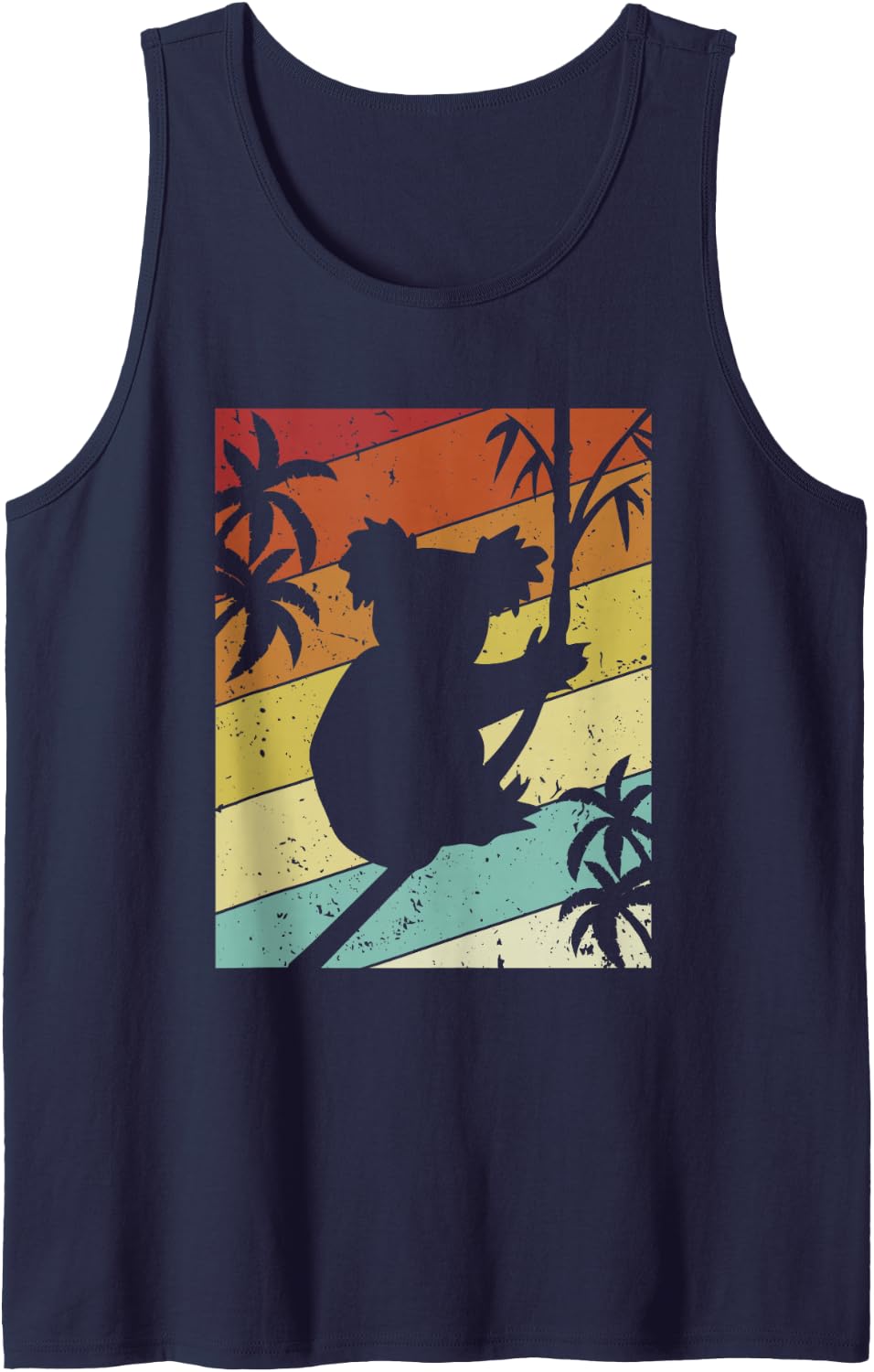 Retro Koalabear Eucalyptus Phascolarctos Cinereus Koala Sleeveless Tank Top - Navy Blue