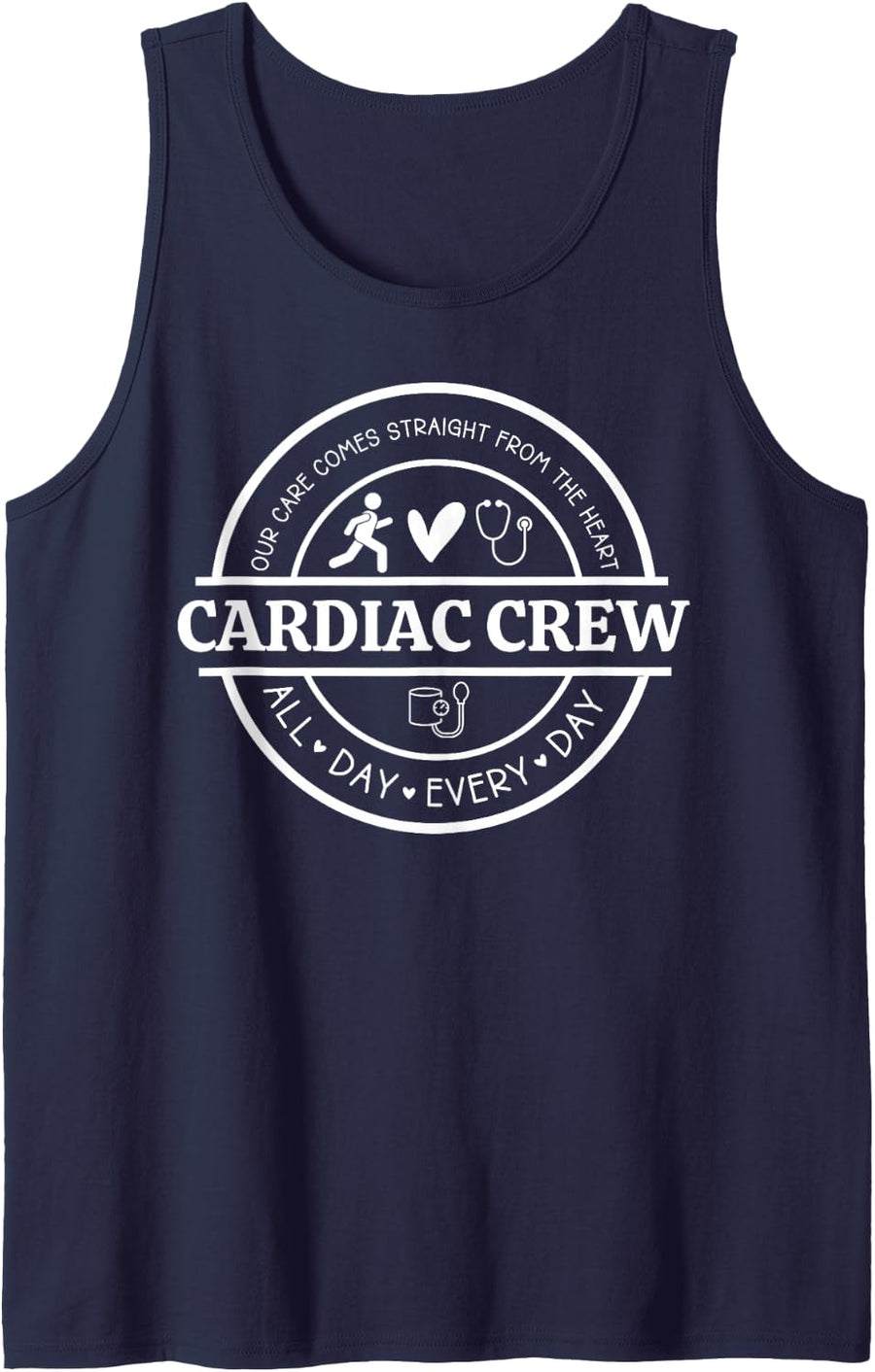Retro Cardiology Crew Cardiac Cicu Cvicu Nurse Life Squad Sleeveless Tank Top - Navy Blue