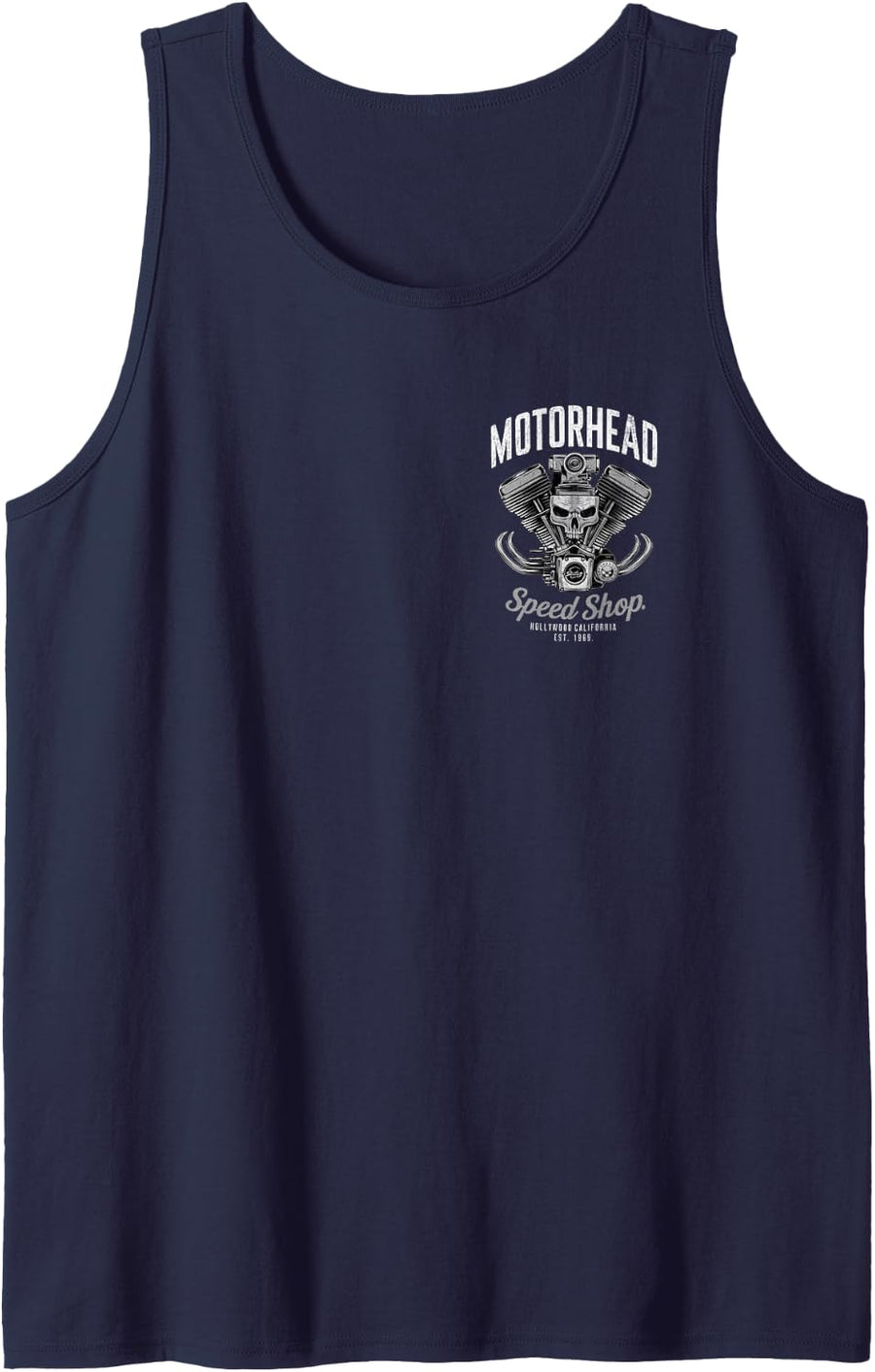 Skeleton Motor Head Speed Shop Hot Rod Mechanic Car Lover Tank Top - Navy Blue