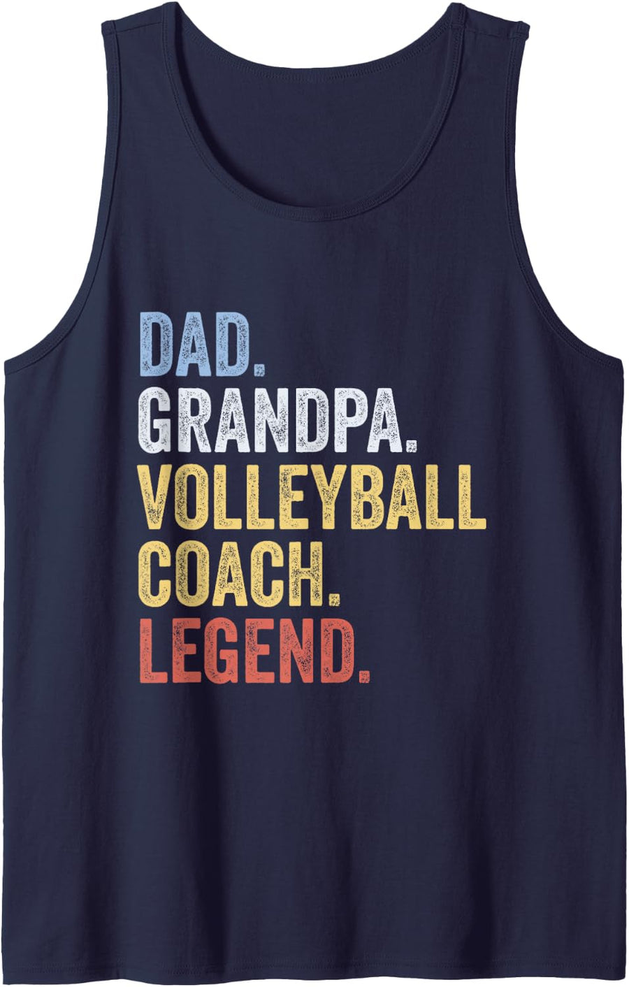 Men's Dad Grandpa Volleyball Coach Legend Vintage Sleeveless Tank Top - Navy Blue
