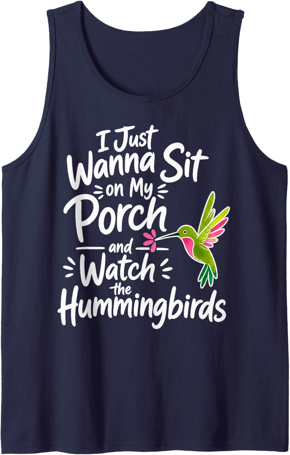 Hummingbird Lover Garden Bird Watcher Sleeveless Tank Top - Navy Blue