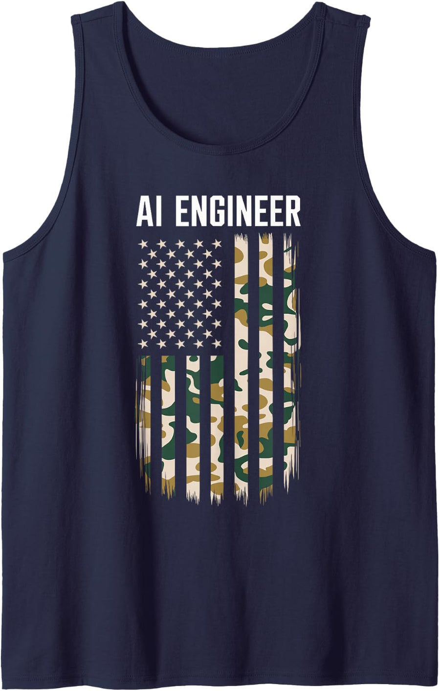 Ai Engineer Military Camouflage Patriotic Sleeveless Tank Top - Navy Blue