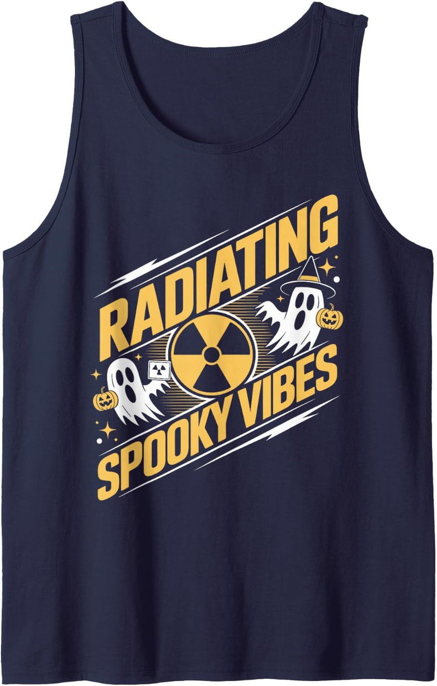 Funny X- Ray Technician Spooky Vibes Halloween Radiology Sleeveless Tank Top - Navy Blue