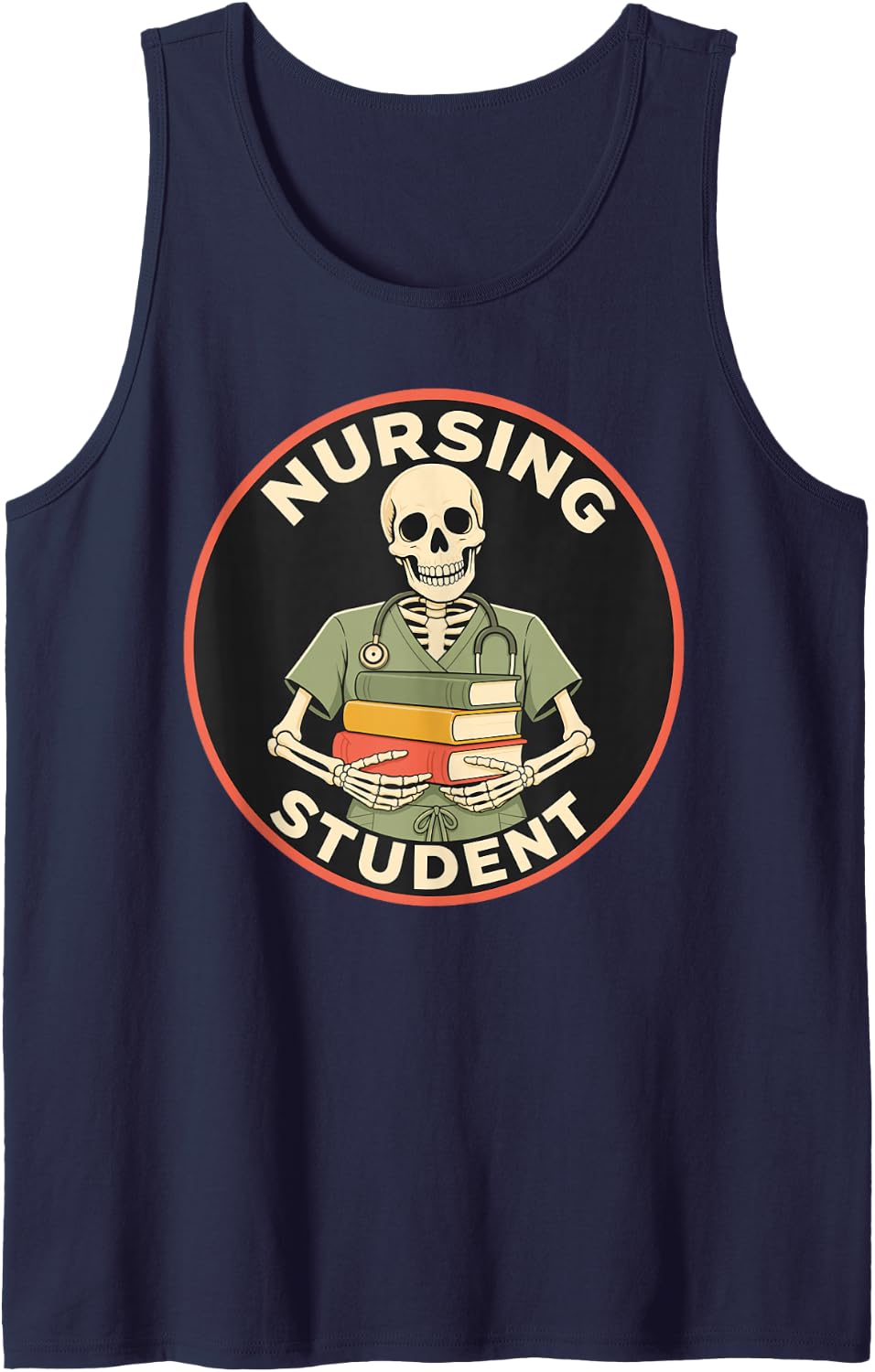 Nursing Student Skeleton Nurse School Sleeveless Tank Top - Navy Blue