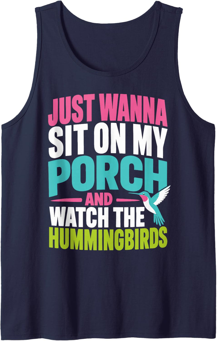 Funny Hummingbird Lover Bird Sleeveless Tank Top - Navy Blue