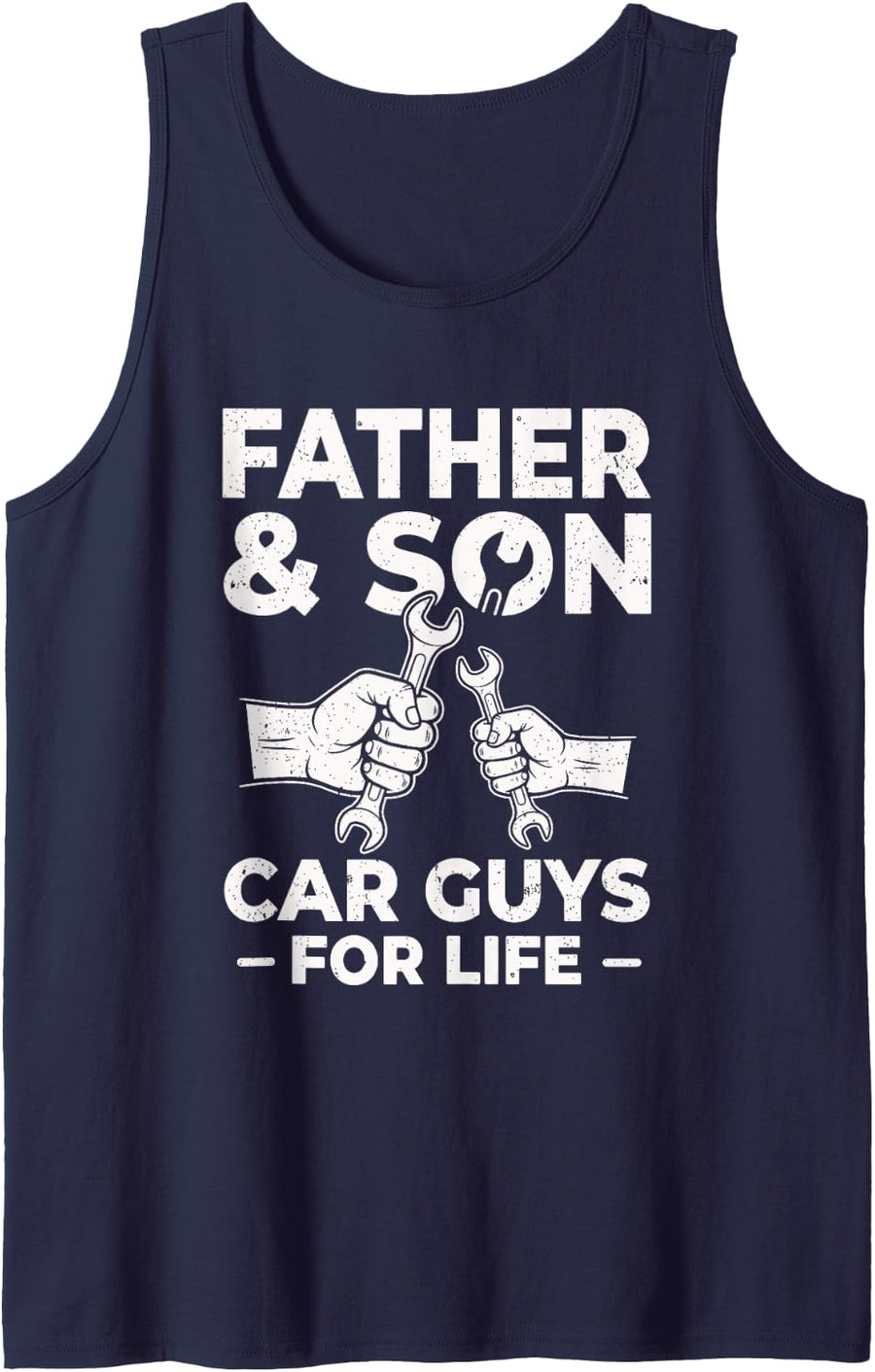 Father and Son Car Guys for Life Cute Car Mechanic Sleeveless Tank Top - Navy Blue