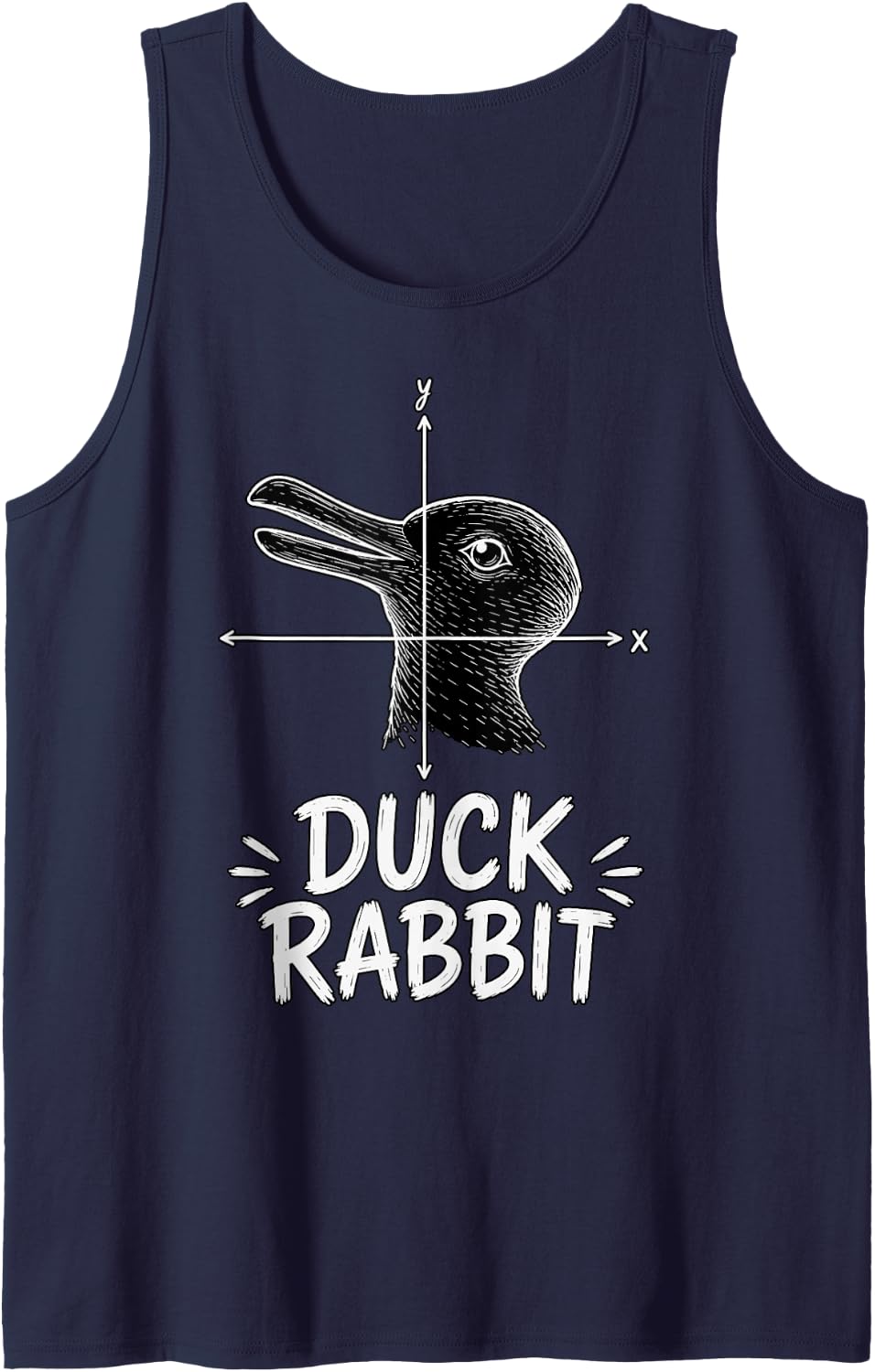 Duck Rabbit Illusion Optical Psychology Puzzle Sleeveless Tank Top - Navy Blue