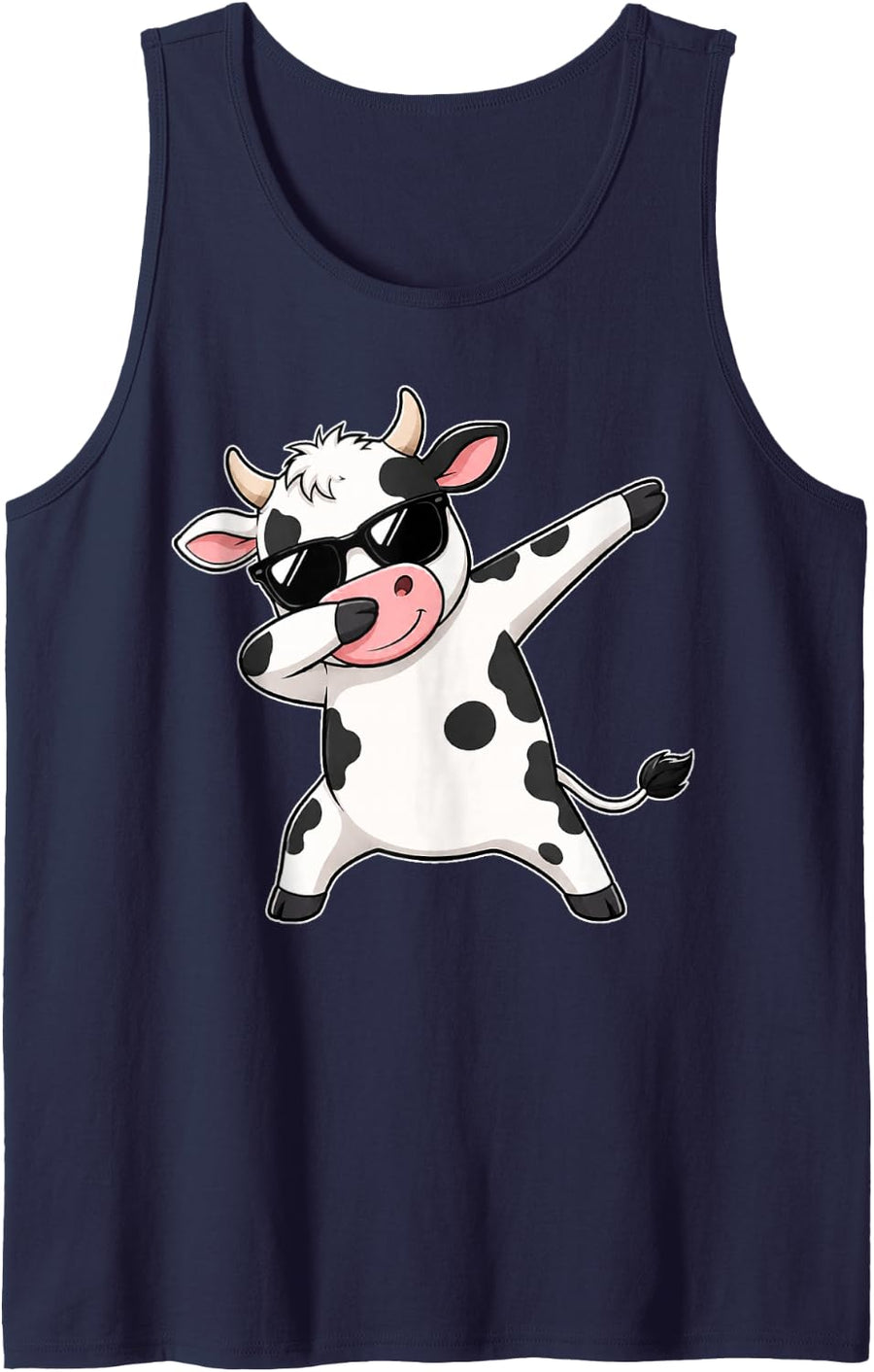 Cow Dabbing Funny Graphic Sleeveless Tank Top - Navy Blue