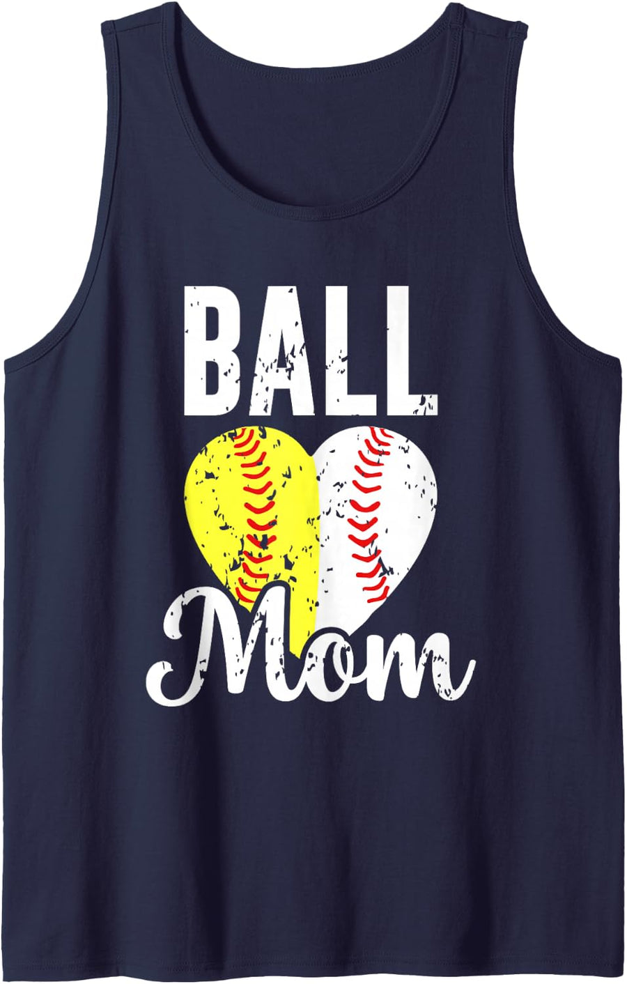 Womens Ball Mom Baseball Softball Mama Team Sports Tank Top - Navy Blue