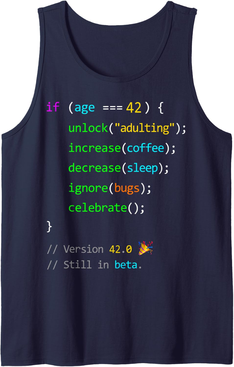 42nd Birthday 42 Years Old Coder Humor Programmer Men Tank Top - Navy Blue