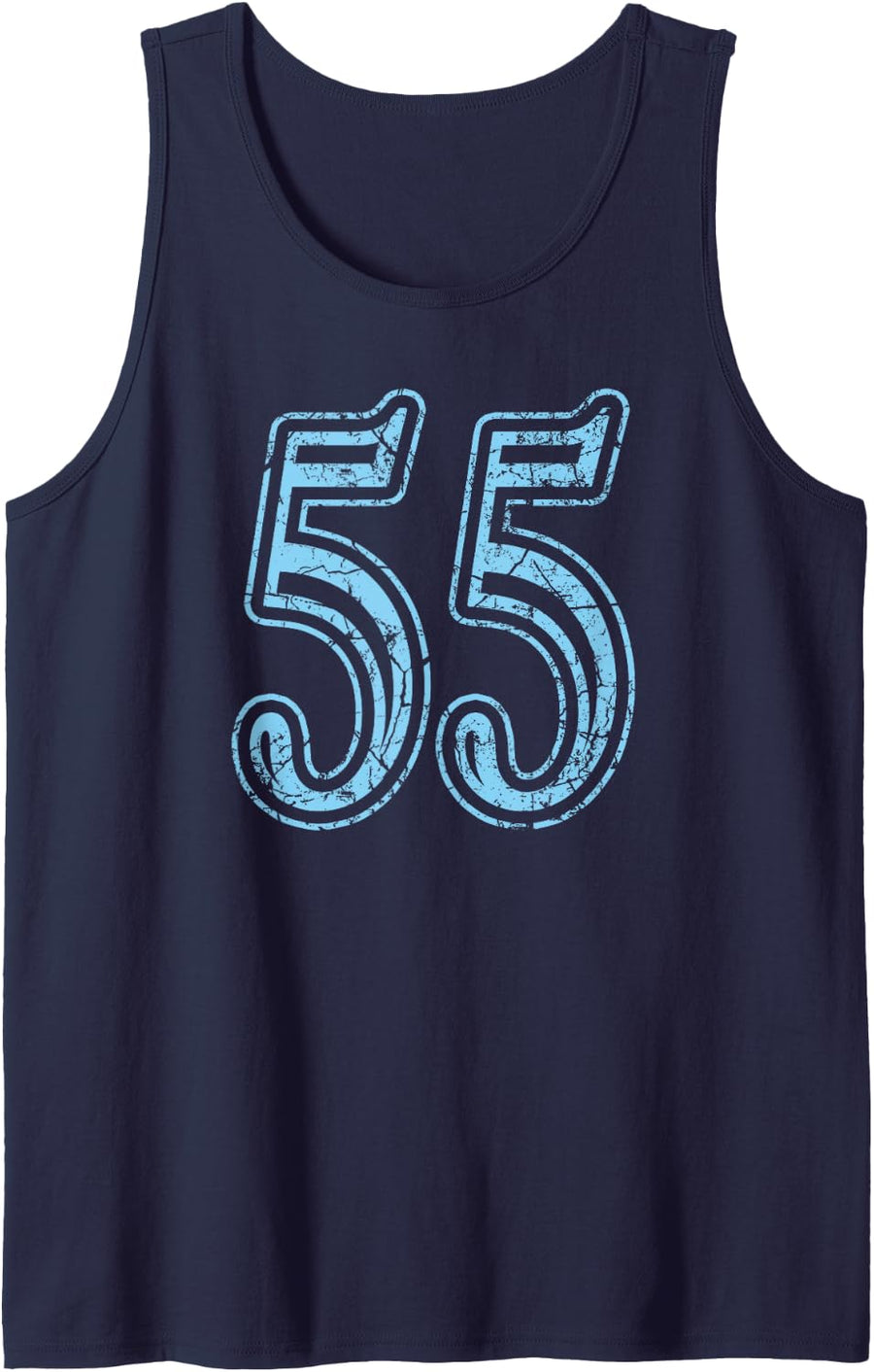 Baby Blue Sports Number 55 Jersey Uniform Player Fan Tank Top - Navy Blue