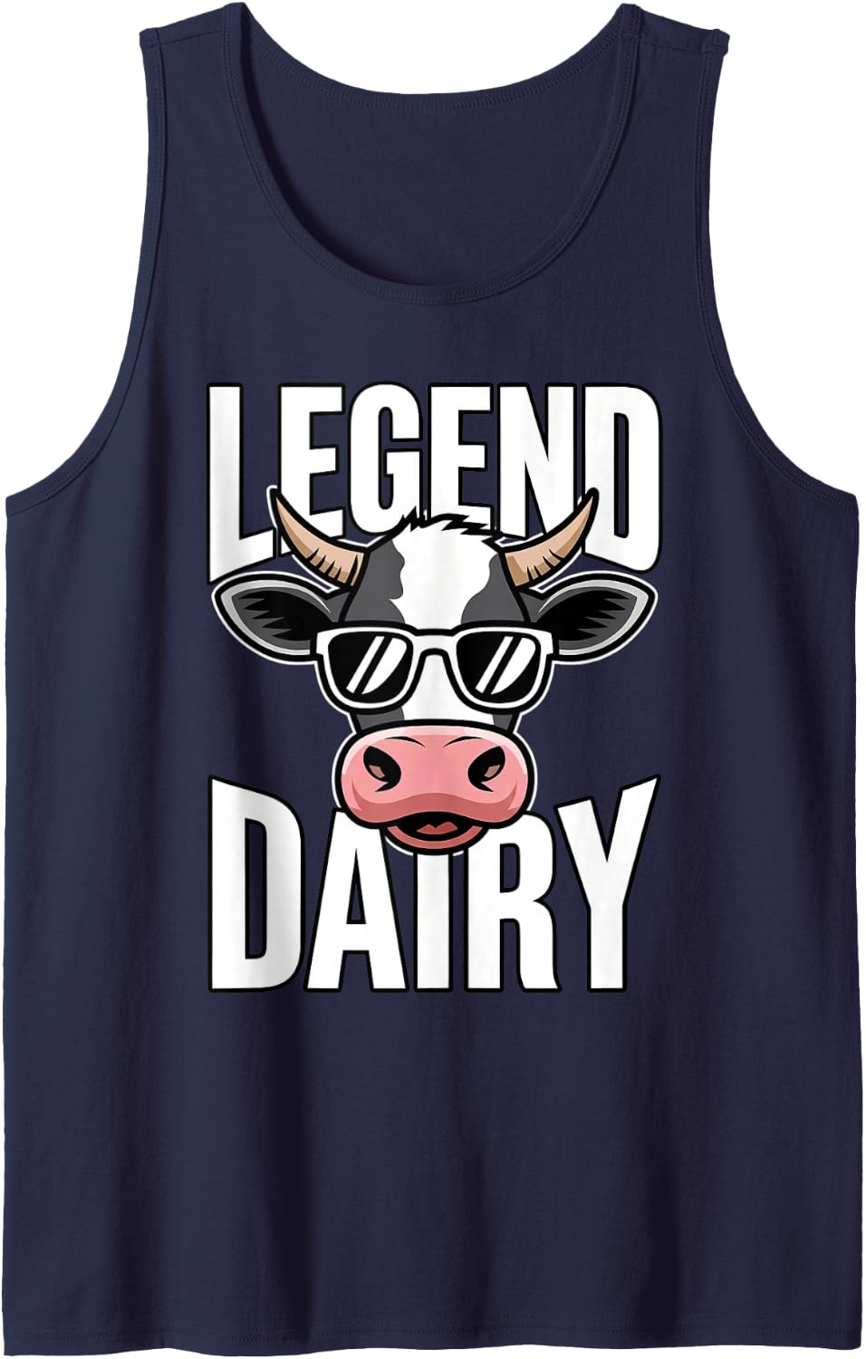 Legend Dairy Funny Cow Farmer Rancher Farm Animal Pun Sleeveless Tank Top - Navy Blue