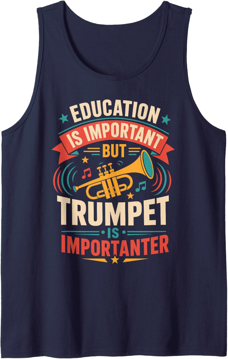 Education is Important But Trumpet is Importanter Sleeveless Tank Top - Navy Blue
