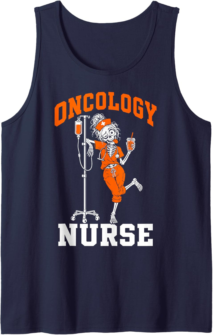 Funny Halloween Nursing Party Oncology Nurse Sleeveless Tank Top - Navy Blue