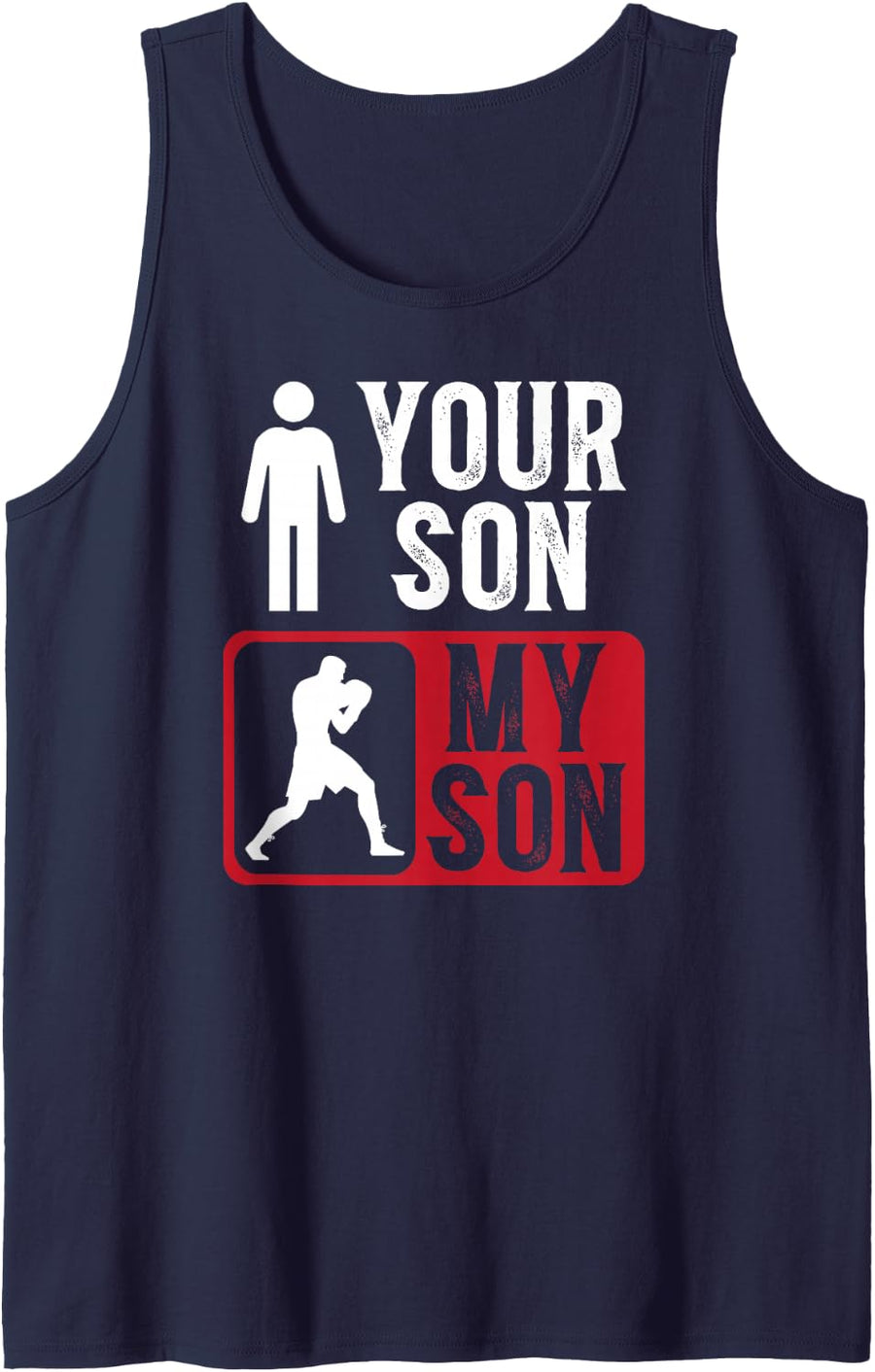 Men's My Son Boxing Dad Boxing Father Sleeveless Tank Top - Navy Blue
