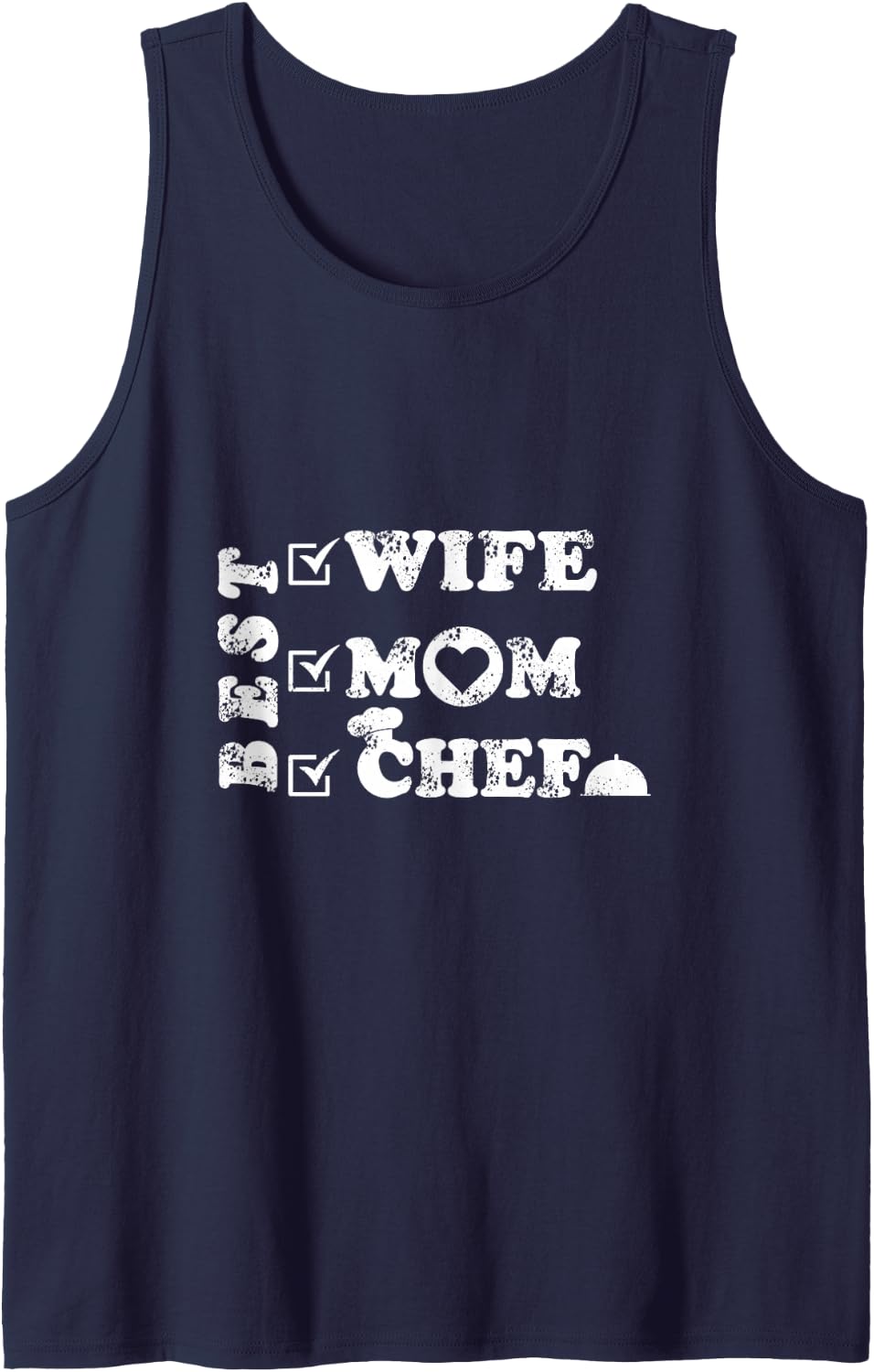 Best Wife Mom Chef Sleeveless Tank Top - Navy Blue