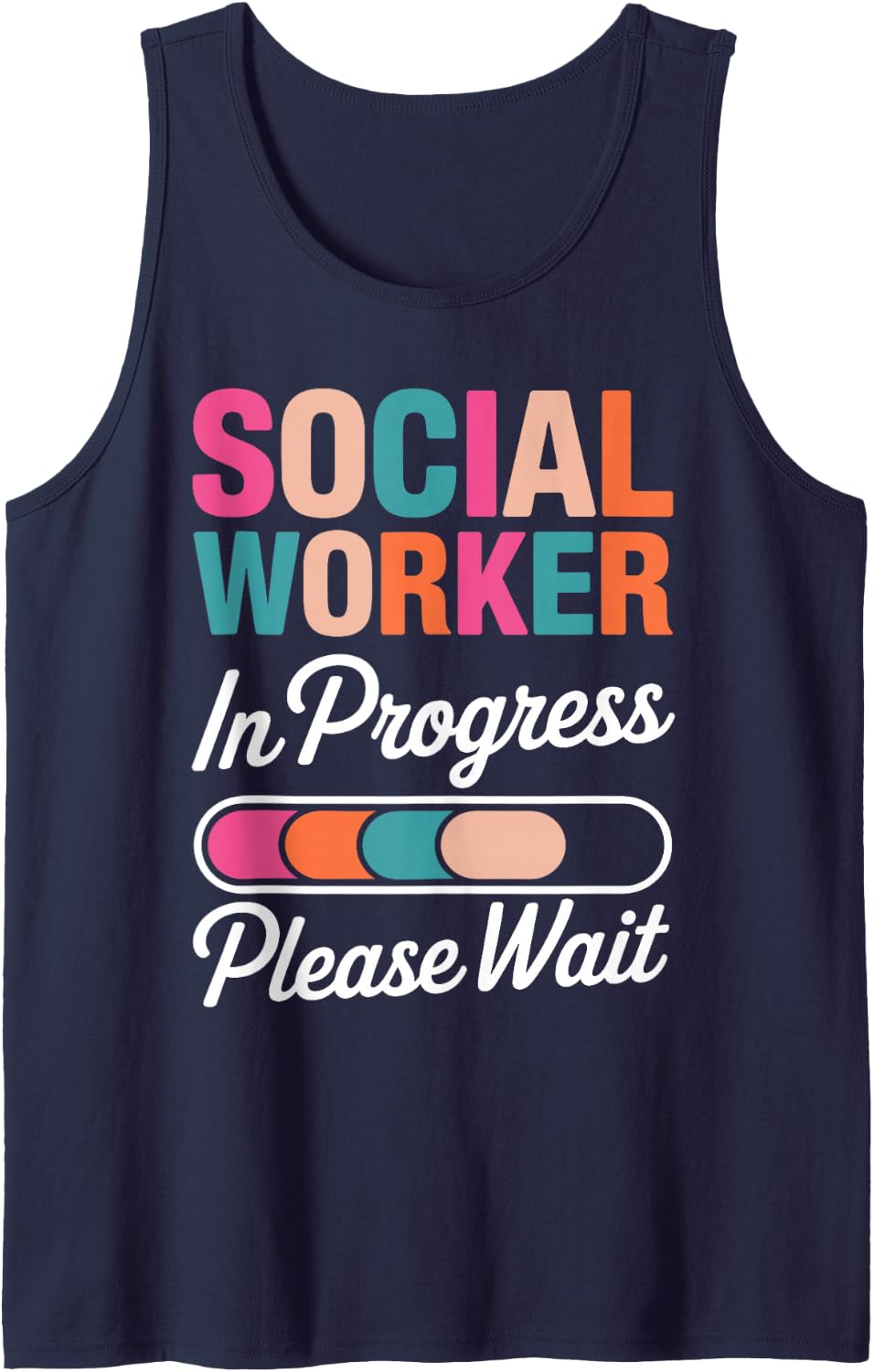 Social Worker Art for Men Women Assistant Social Worker Sleeveless Tank Top - Navy Blue