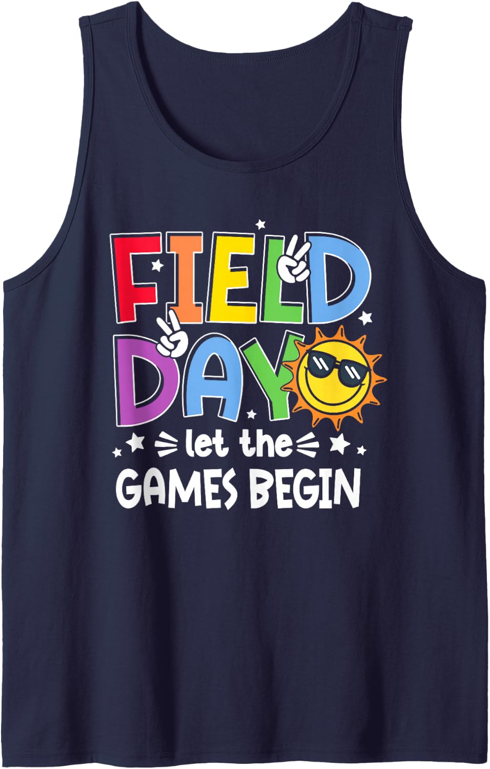 Let The Games Begin Field Day School Teachers Boys Girls Kid Sleeveless Tank Top - Navy Blue