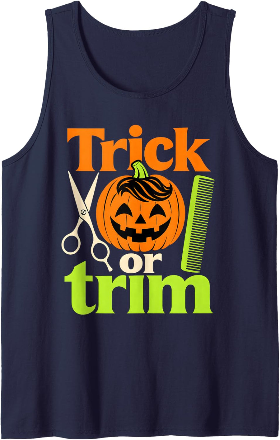 Barber Halloween Hairstylist Trim Sleeveless Tank Top - Navy Blue