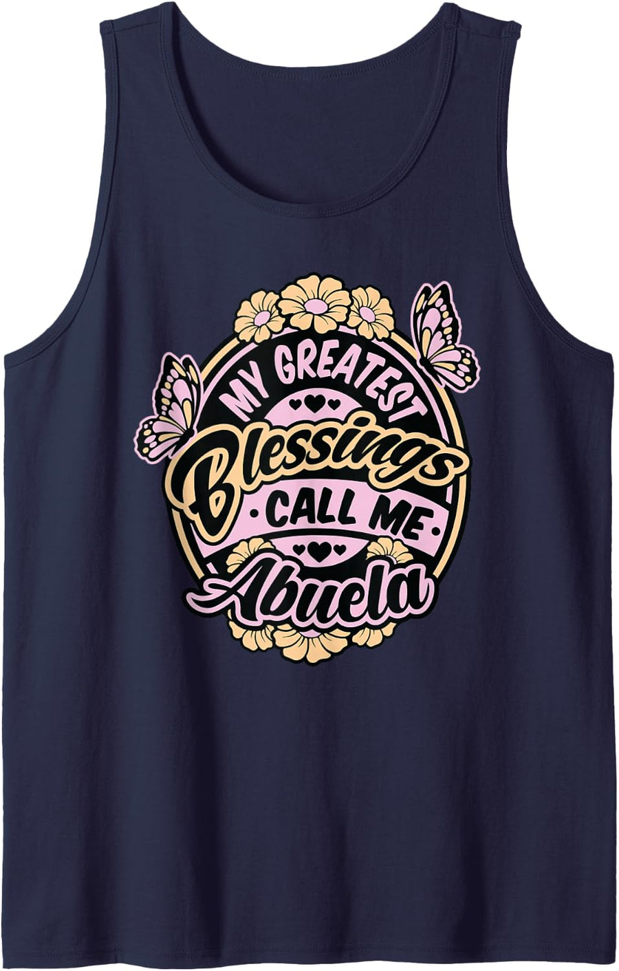 Grandmother Abuela My Greatest Blessings Call me Abuela Sleeveless Tank Top - Navy Blue