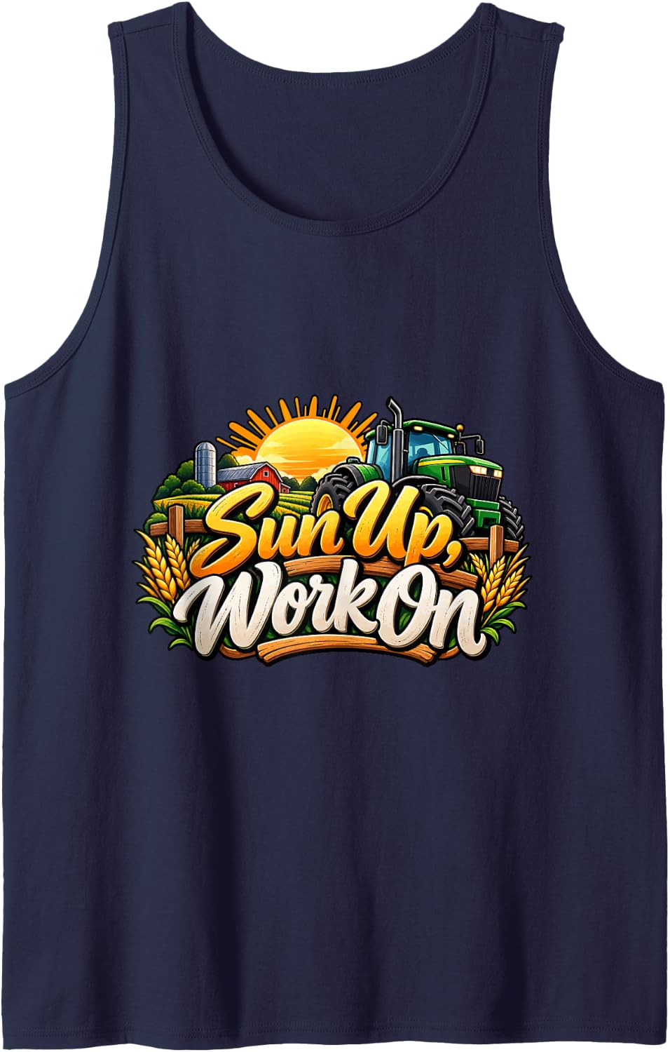 Farmer - Sun Up, Work On Sleeveless Tank Top - Navy Blue
