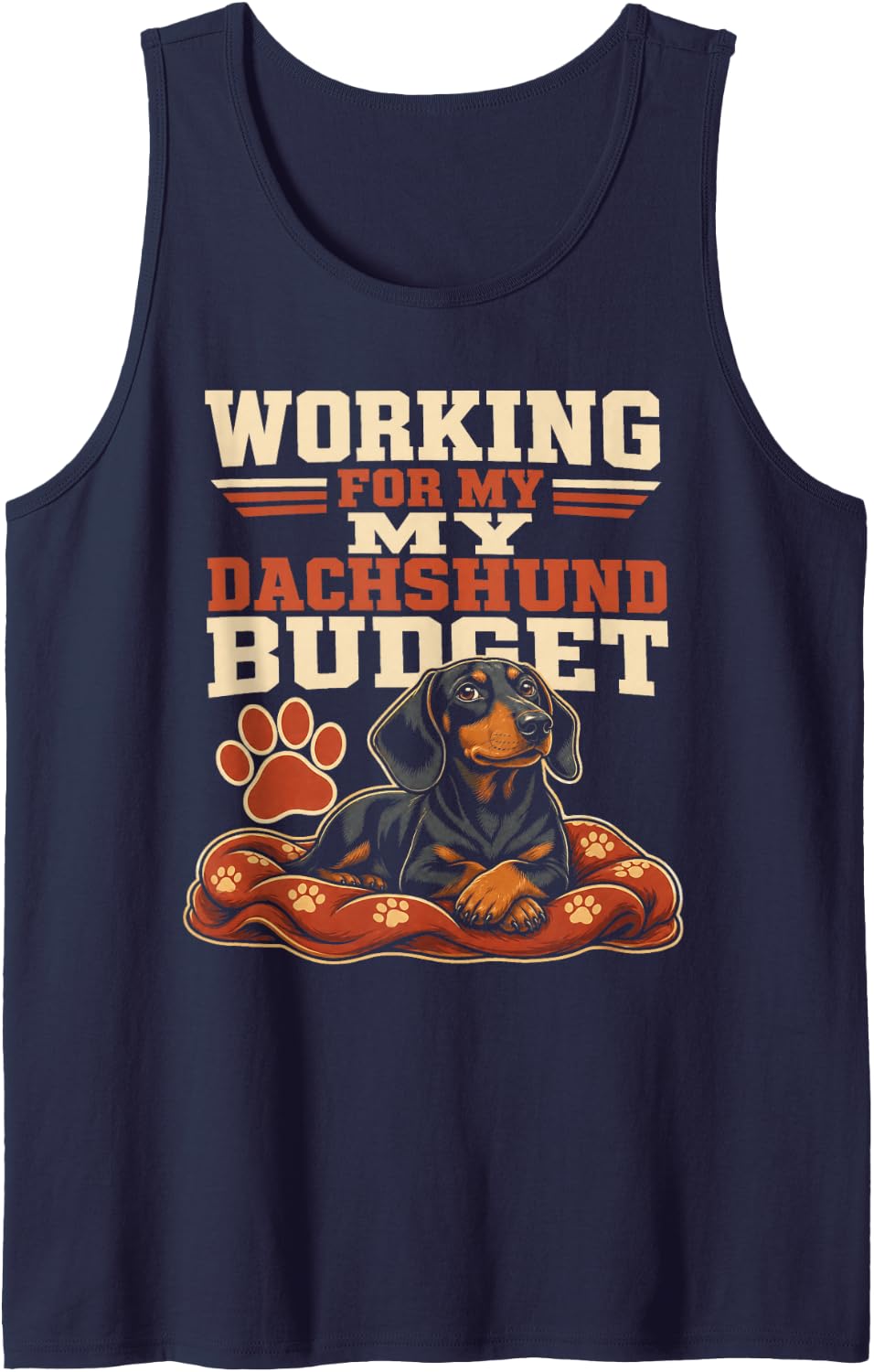 Working for My Dachshund Budget Sleeveless Tank Top - Navy Blue