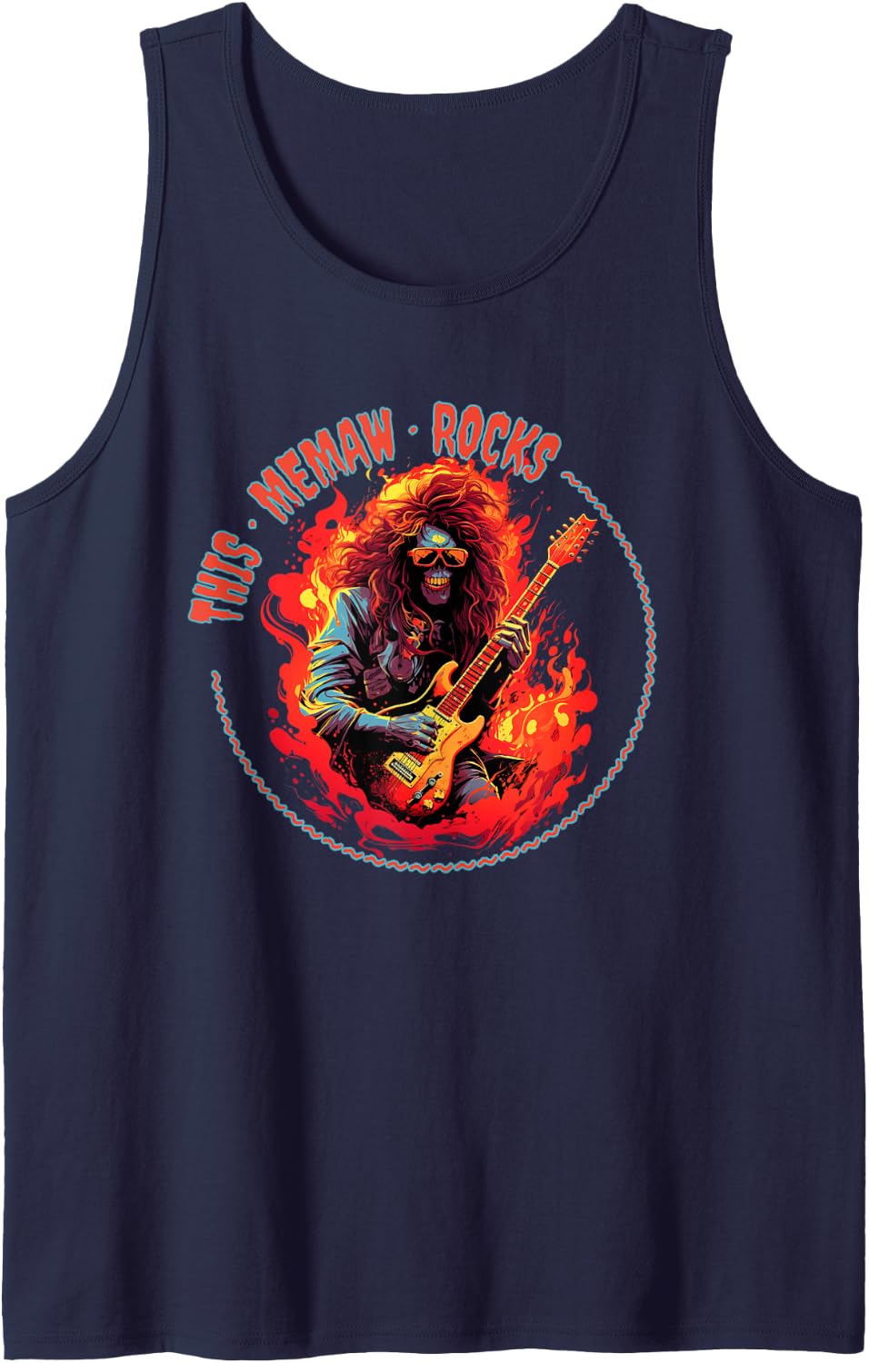 This Memaw Rocks Funny Musician Tank Top - Navy Blue