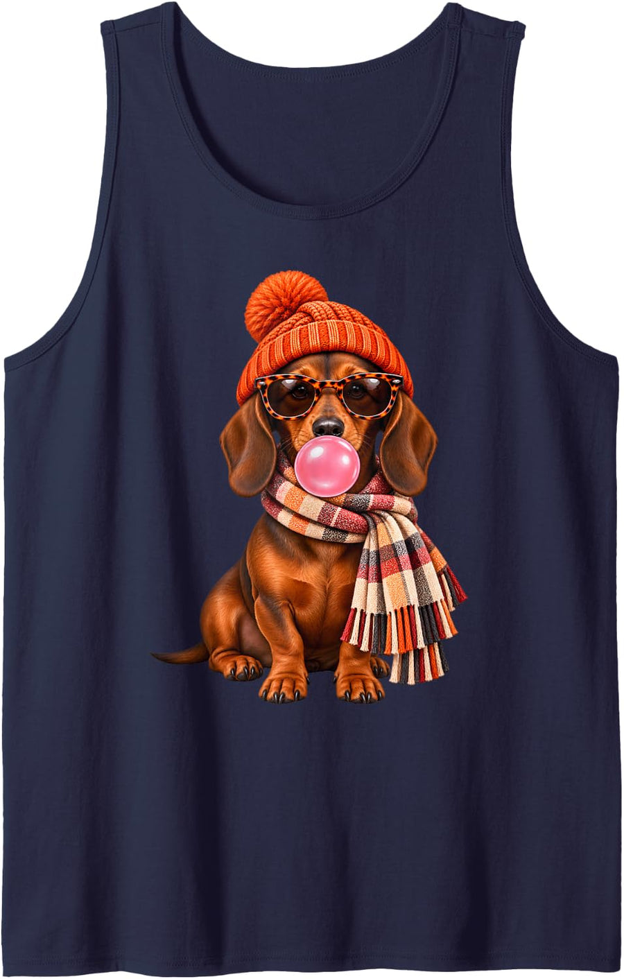 Funny Dachshund Fall Fashion Sleeveless Tank Top - Navy Blue