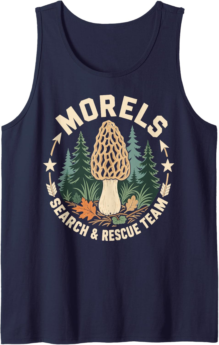 Morels Hunting Foraging Mushroom Picker Sleeveless Tank Top - Navy Blue