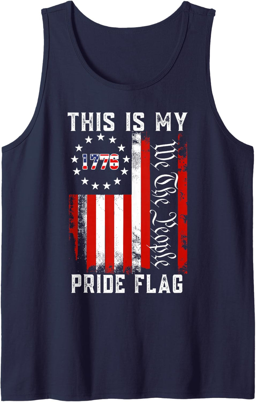 This Is My Pride Flag USA American 4th Of July Patriotic Tank Top - Navy Blue