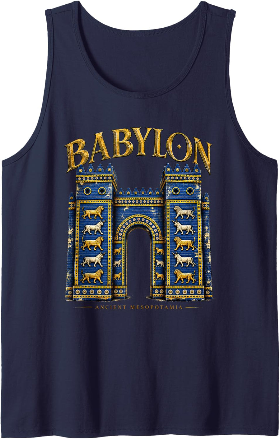 Babylon Ishtar Gate Ancient Mesopotamia History Archaeology Sleeveless Tank Top - Navy Blue