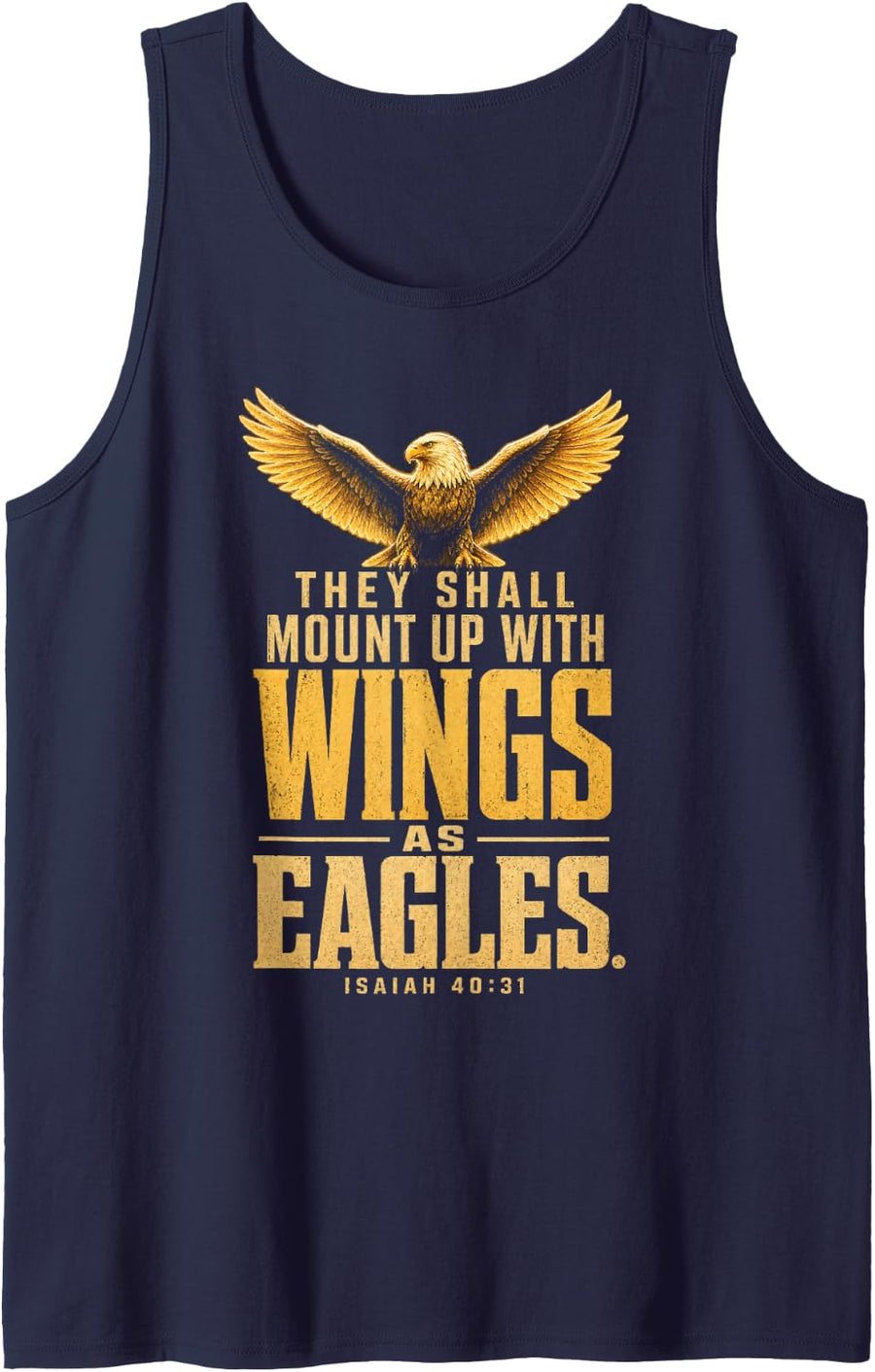Christian Faith Mount Up with Wings As Eagles Isaiah 40:31 Sleeveless Tank Top - Navy Blue